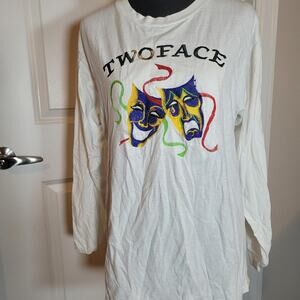 90s TwoFace Mardi Gras Drama Masks Long Sleeve Shirt Theater